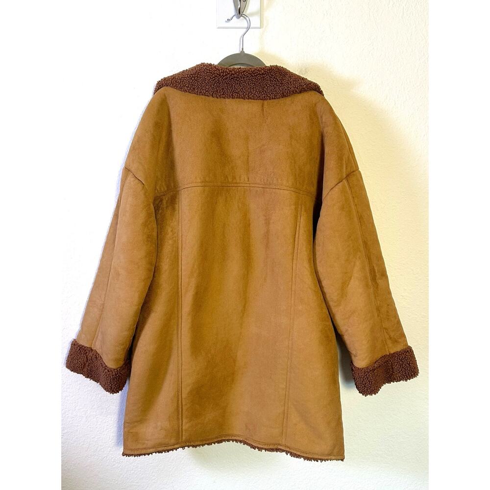 Free People Western Bohemian Retro 70s Faux Sherpa Suede Diogo Coat Size XL - Picture 8 of 13